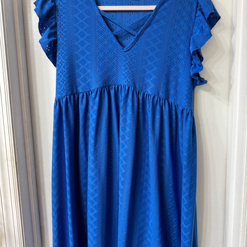 Blue Ruffled Dress. Size 0XL